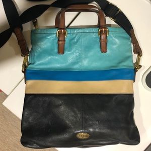 Fossil Explorer Tote, tricolor, leather purse